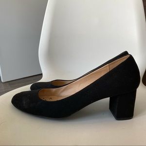 CL by Laundry black Suede block heal pumps